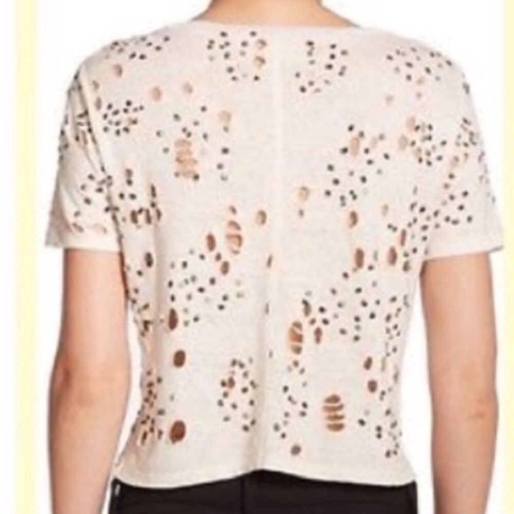 Alice + Olivia‎ distressed sequin crop tee